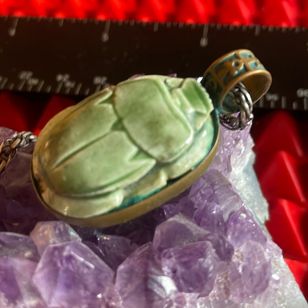 SCARAB W/STERLING SILVER NECKLACE